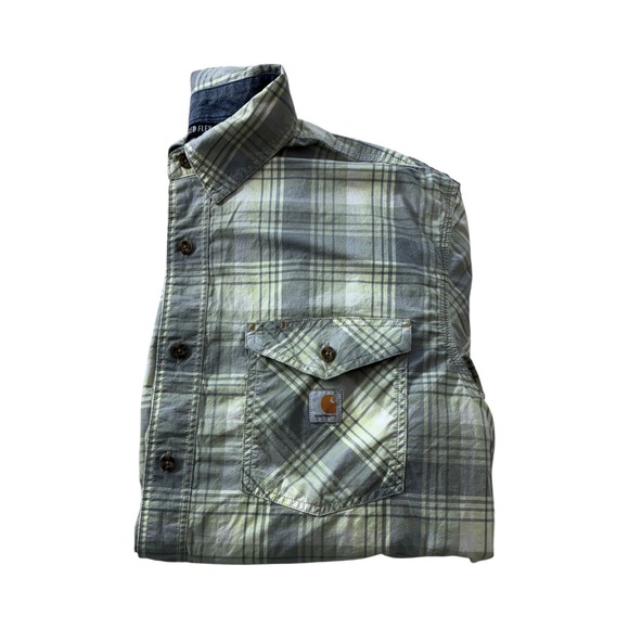 Carhartt Rugged Flex Relaxed Fit Plaid Button Up‎ Shirt Men's Size L Workwear - Picture 7 of 9